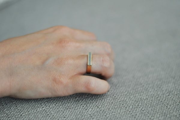 Sarah Ring - Handmade 14k gold ring inlaid with a special kind of concrete mixture made for this ring