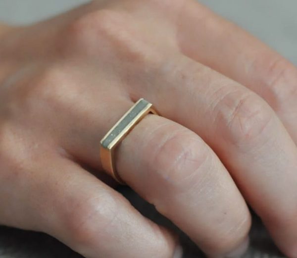 Sarah Ring - Handmade 14k gold ring inlaid with a special kind of concrete mixture made for this ring
