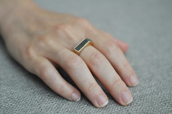 Gaby Ring - Handmade 14k gold ring inlaid with a special kind of concrete mixture made for this ring