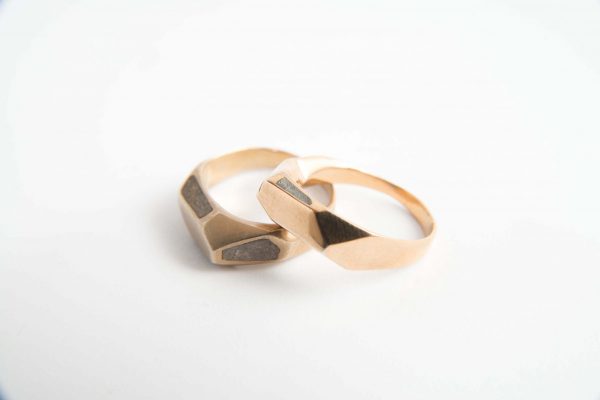 Suzanne Ring - Handmade 14k gold ring inlaid with a special kind of concrete mixture made for this ring