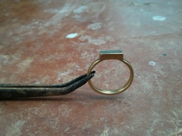 Raila Ring - Handmade 14k gold ring inlaid with a special kind of concrete mixture made for this ring