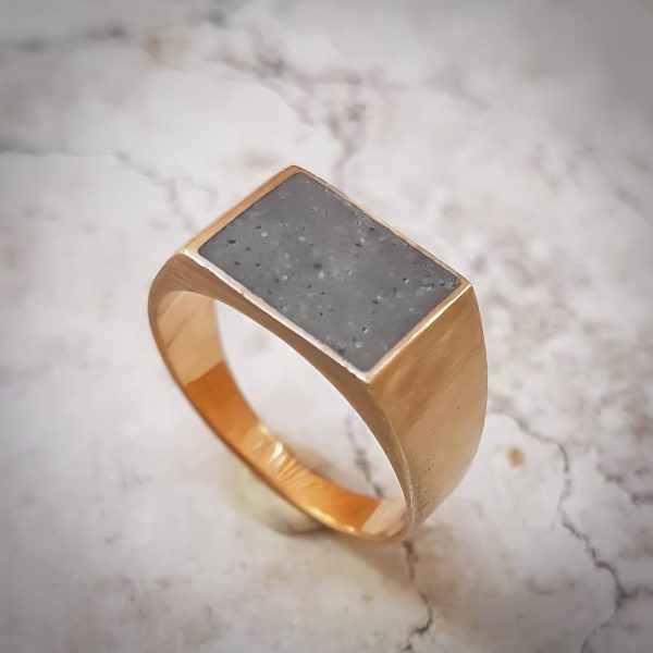 Glory Ring - Handmade 14k gold ring inlaid with a special kind of concrete mixture made for this ring