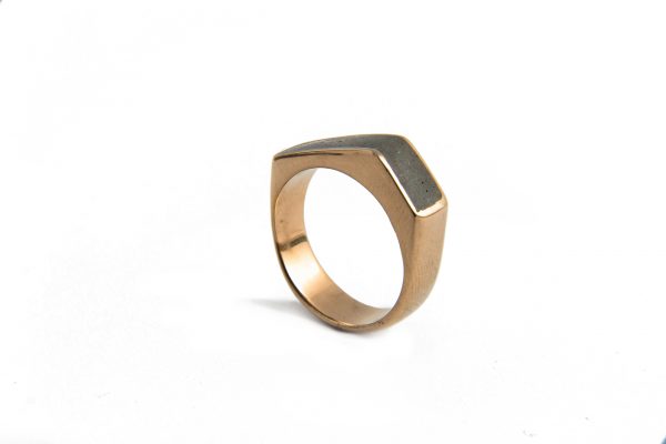 Gaby Ring - Handmade 14k gold ring inlaid with a special kind of concrete mixture made for this ring