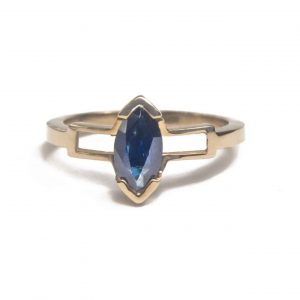 Lizi ring - 14k yellow gold ring with a marquise cut sapphire stone