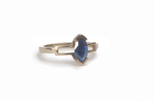 Lizi ring - 14k yellow gold ring with a marquise cut sapphire stone