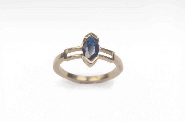 Lizi ring - 14k yellow gold ring with a marquise cut sapphire stone