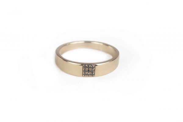 Sharon Ring - 14k yellow gold ring with 9 round facet cut diamonds (1.5 mm)