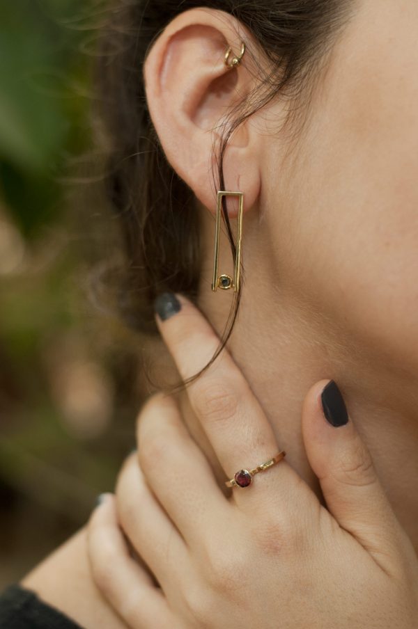 Paris earrings - Handmade 14k gold earrings with a 3mm black diamond