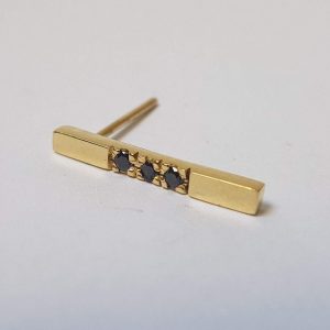 Petra earrings - Handmade 14k gold studs earrings with 3  smoky quartz