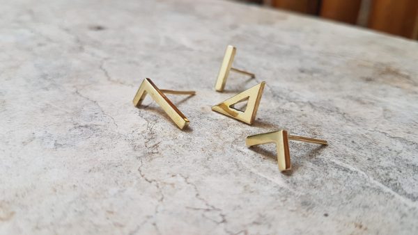 Tokyo earrings - Handmade 14k gold studs earrings