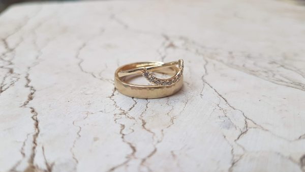 Yael Ring - 14k gold yellow gold ring with 2mm diamonds