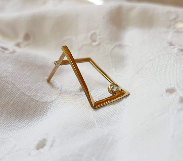 Cairo earrings Handmade 14k gold earrings with a facet cut diamonds 2 mm