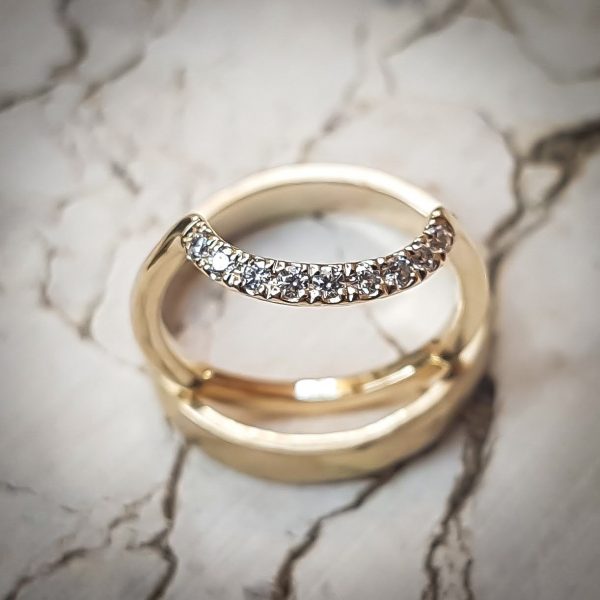 Yael Ring - 14k gold yellow gold ring with 2mm diamonds