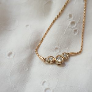 Miranda necklace - 14k gold Pendant set with 3 diamonds and a gold necklace.