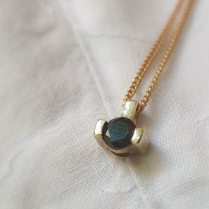 Abigail necklace - a 14k gold Pendant with 3 mm black diamond and a gold necklace