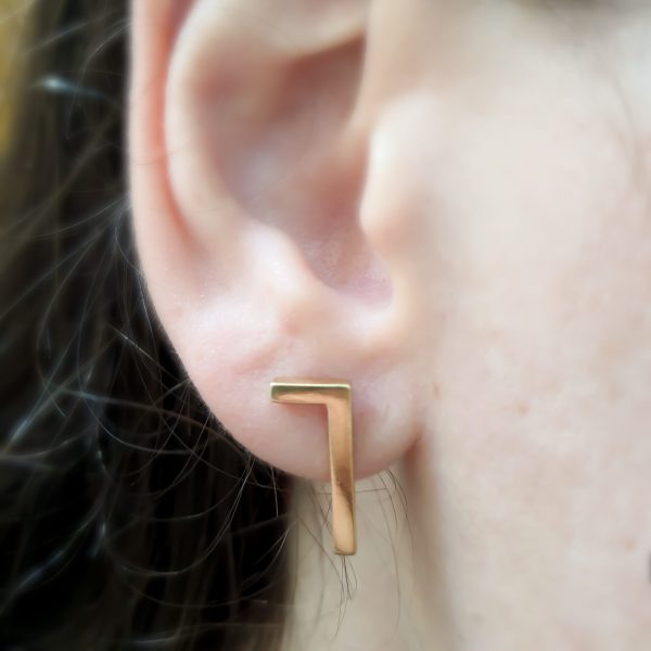 Barcelona earrings - Handmade 14k gold studs earrings