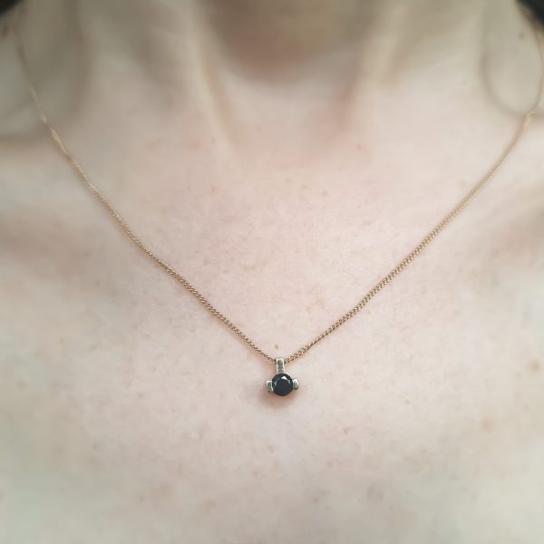Abigail necklace - a 14k gold Pendant with 3 mm black diamond and a gold necklace