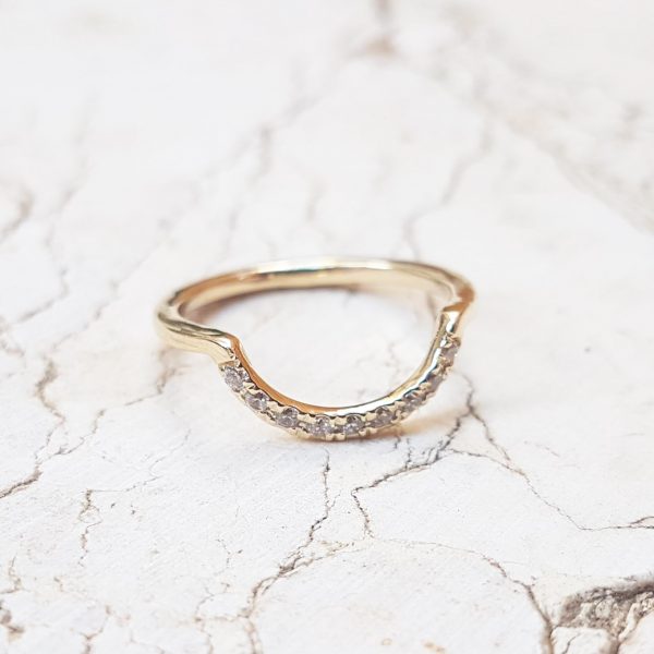 Yael Ring - 14k gold yellow gold ring with 2mm diamonds